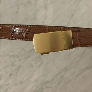 Anson Belt, Light Brown Croc-Embossed with Gold Clasp